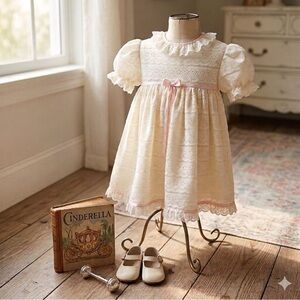 Stunning Vintage 1976 Cinderella Eyelet Lace Dress Size 5